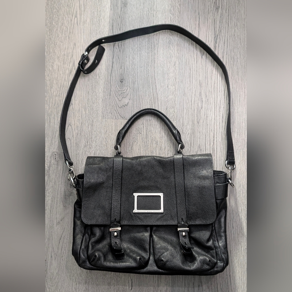 Marc by Marc Jacobs Werdie Black Leather Messenger Bag Y2K Archive